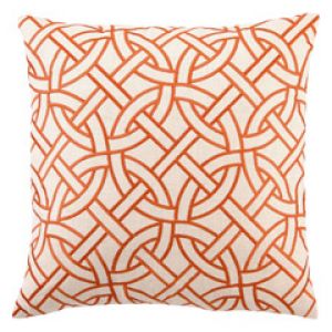 Tangerine white coral - DL Rhein Circle Link Orange Embroidered Linen Pillow.jpg
